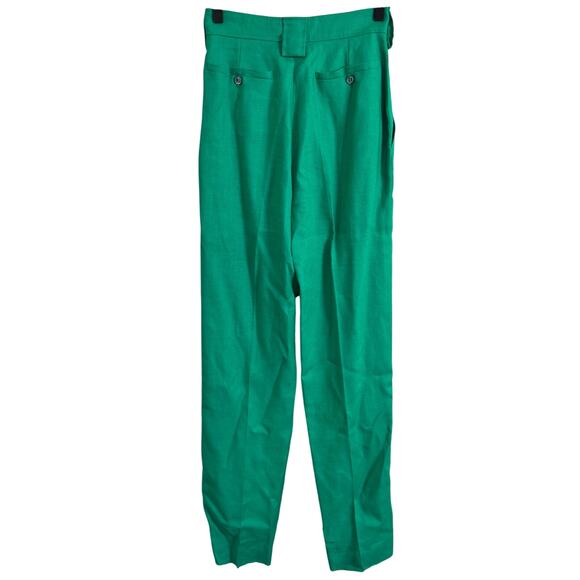 Karl Lagerfeld Vintage Emerald Green Linen Pleated High Waist Pants Size 38 - Picture 8 of 10